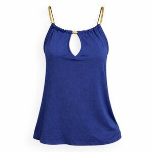 Navy Halter Tank Top w/ Gold Chain Straps